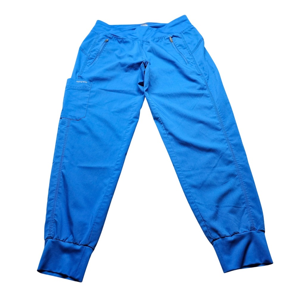 Healing Hands Purple Label Tara Scrub Pants Women Small Petite Blue Jogger Comfy